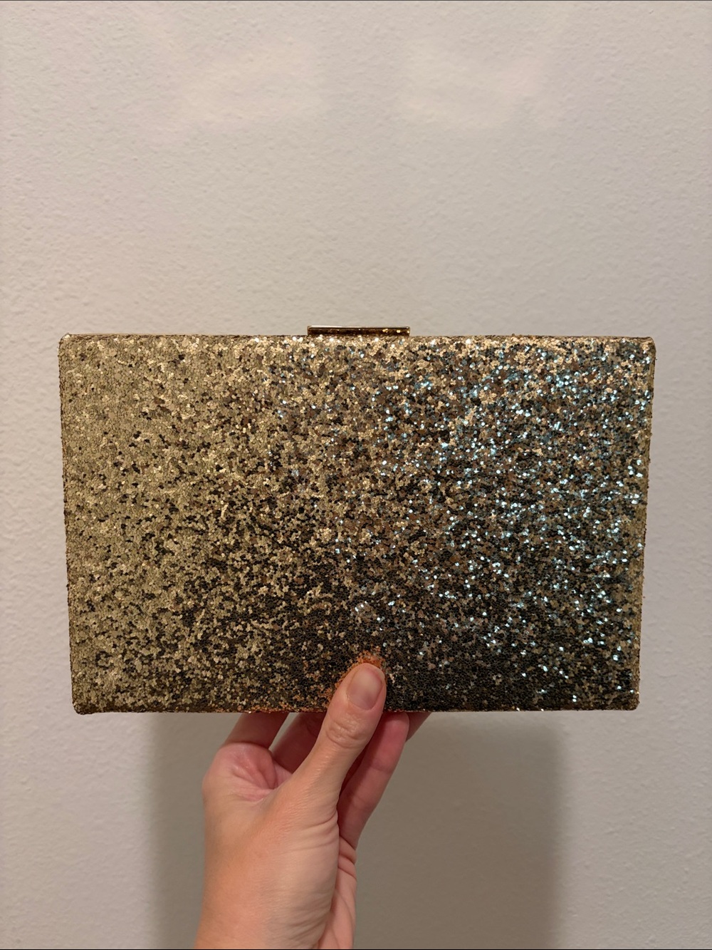kate spade Gold Glitter Box Clutch